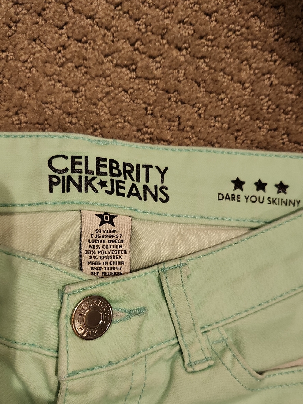 Celebrity Pink Pastel Mint Skinny Jeans for Women Sz 0 / 30 - Picture 2 of 11